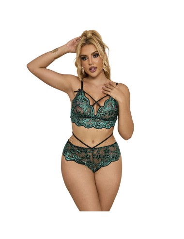 SUBBLIME - 954093 BRA + PANTIES LACE GREEN L/XL