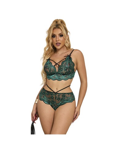 SUBBLIME - 954093 BRA + PANTIES LACE GREEN L/XL