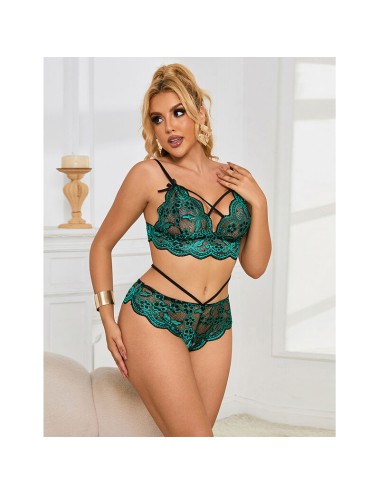 SUBBLIME - 954093 BRA + PANTIES LACE GREEN L/XL