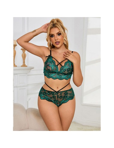 SUBBLIME - 954093 BRA + PANTIES LACE GREEN L/XL