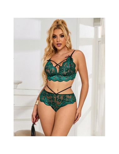 SUBBLIME - 954093 BRA + PANTIES LACE GREEN L/XL