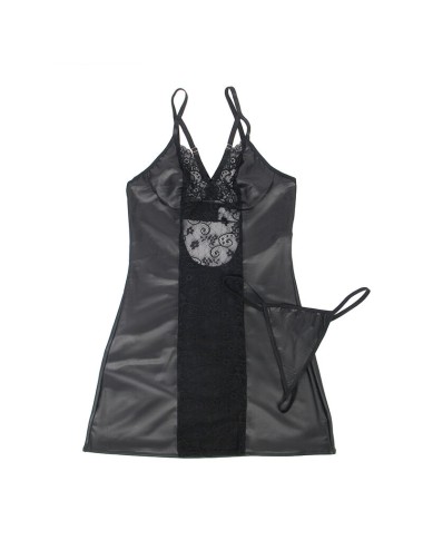 SUBBLIME - 954161 BODY + THONG LEATHER BLACK S/M