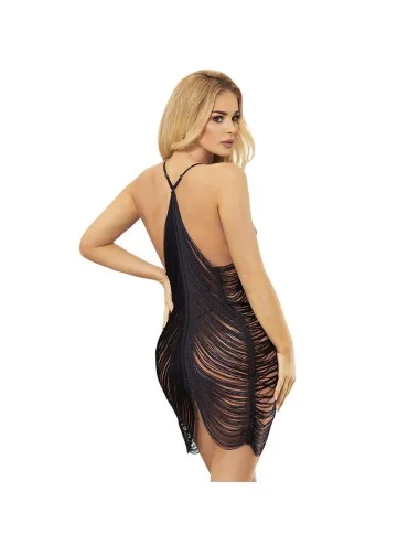 SUBBLIME - 954222 STRAPPY DRESS + THONG BLACK S/M
