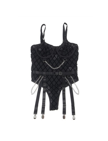 SUBBLIME - 954260 BODY WITH CHAINS + GARTER BELT BLACK S/M