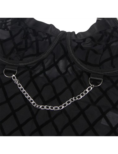 SUBBLIME - 954260 BODY WITH CHAINS + GARTER BELT BLACK S/M