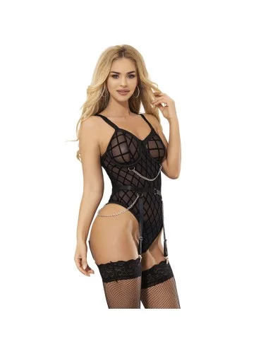 SUBBLIME - 9542277 BODY WITH CHAINS + GARTER BELT BLACK L/XL
