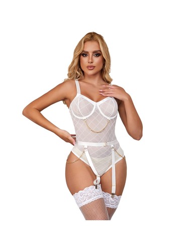 SUBBLIME - 954291 BODY WITH CHAINS + GARTER BELT WHITE L/XL