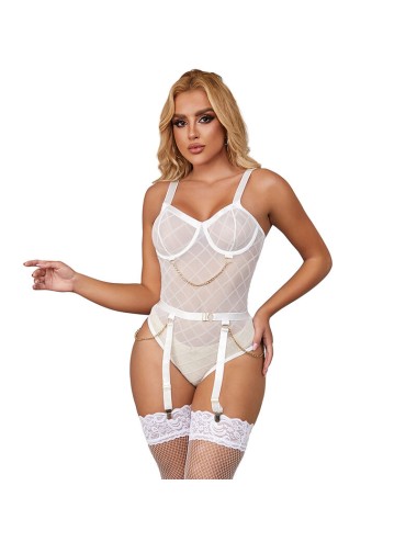 SUBBLIME - 954291 BODY WITH CHAINS + GARTER BELT WHITE L/XL