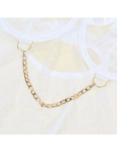 SUBBLIME - 954291 BODY WITH CHAINS + GARTER BELT WHITE L/XL