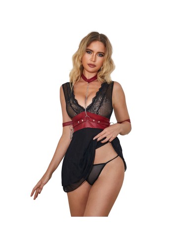 SUBBLIME - 954420 LACE BONDAGE DRESS BLACK S/M