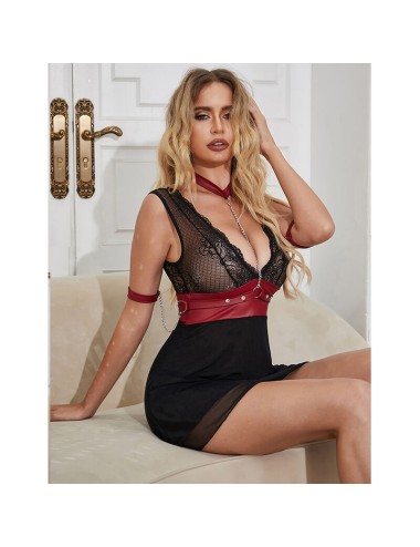 SUBBLIME - 954420 LACE BONDAGE DRESS BLACK S/M