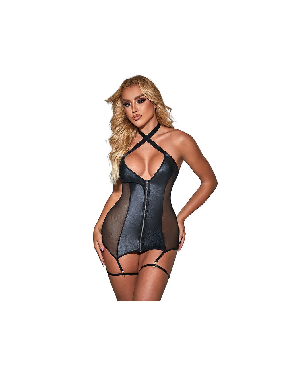 SUBBLIME - 954451 SEXY MESH DRESS LEATHER BLACK L/XL SUBBLIME - 954451 SEXY MESH DRESS LEATHER BLACK L/XL