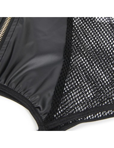 SUBBLIME - 954451 SEXY MESH DRESS LEATHER BLACK L/XL