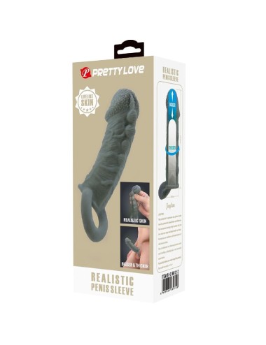 PRETTY LOVE - REALISTIC PENIS ENLARGER AND DELAY SLEEVE GREY