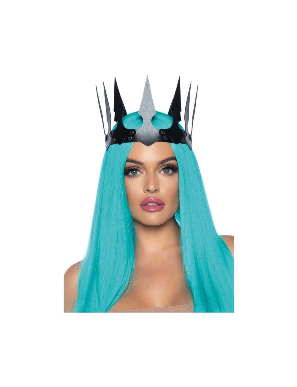 LEG AVENUE - SYNTHETIC LEATHER MALEFICENT CROWN WITH STUDS BLACK LEG AVENUE - SYNTHETIC LEATHER MALEFICENT CROWN WITH STUDS BLACK