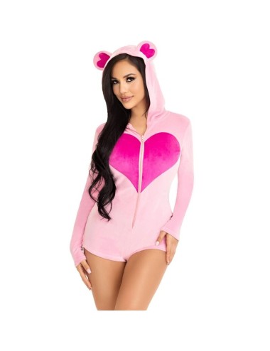 LEG AVENUE - TEDDY BEAR VELVET BODYSUIT PINK S