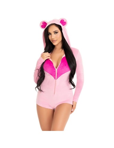 LEG AVENUE - TEDDY BEAR VELVET BODYSUIT PINK S