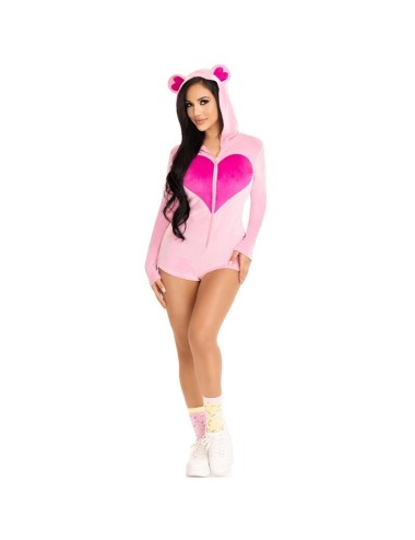 LEG AVENUE - TEDDY BEAR VELVET BODYSUIT PINK S