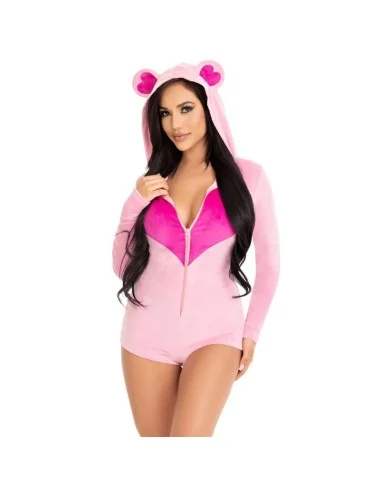 LEG AVENUE - TEDDY BEAR VELVET BODYSUIT PINK M