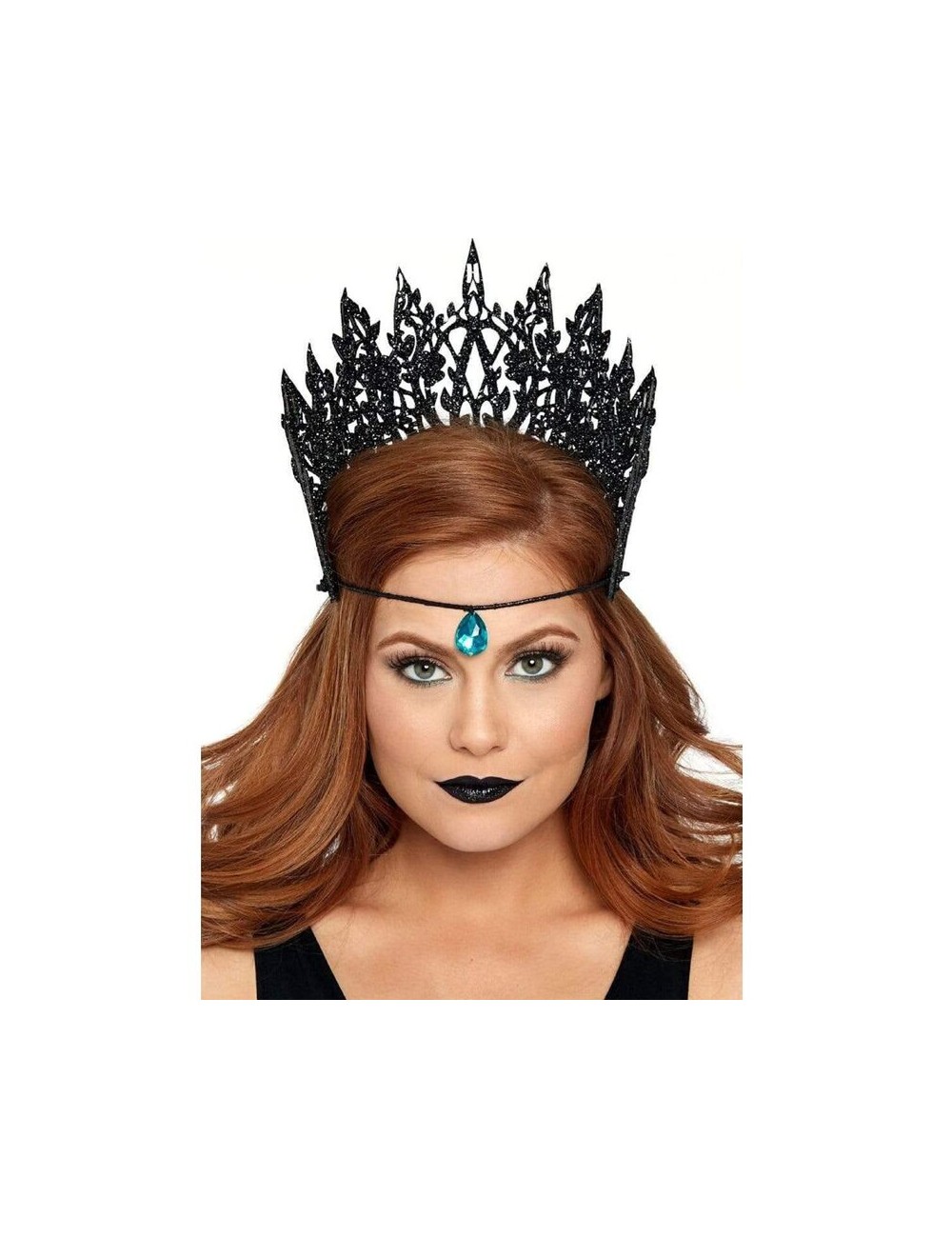 LEG AVENUE - CROWN WITH GLITTER AND JEWEL BLACK