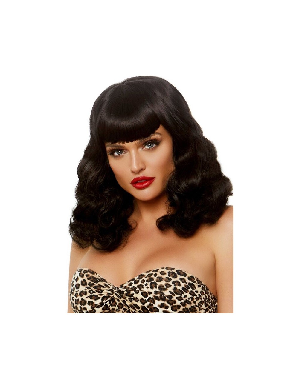 LEG AVENUE - CURLY RETRO WIG WITH BANGS LUMINISCENT BLACK LEG AVENUE - CURLY RETRO WIG WITH BANGS LUMINISCENT BLACK