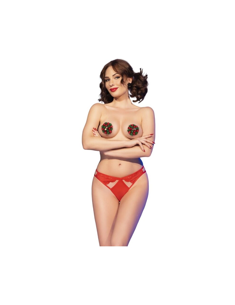 CHILIROSE - CR 4839 CHRISTMAS SET NIPPLE COVERS + PANTIES RED S/M CHILIROSE - CR 4839 CHRISTMAS SET NIPPLE COVERS + PANTIES RED S/M