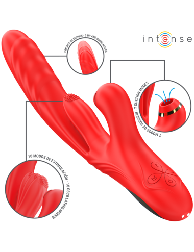 INTENSE - KAROL MULTIFUNCTION VIBRATOR THRUST & STIMULATION & SUCTION RED