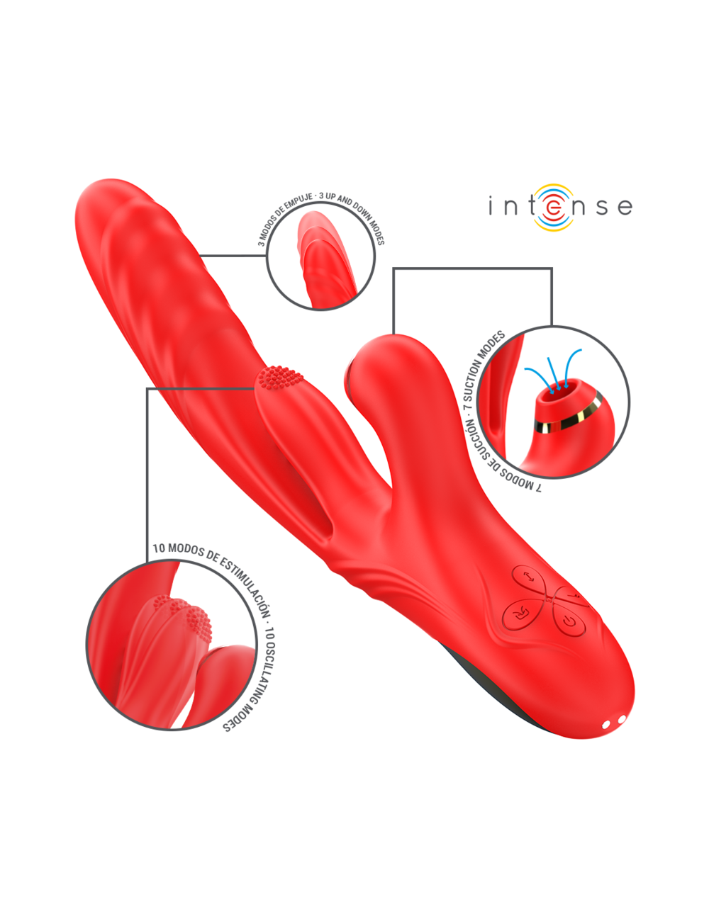 INTENSE - KAROL MULTIFUNCTION VIBRATOR THRUST & STIMULATION & SUCTION RED