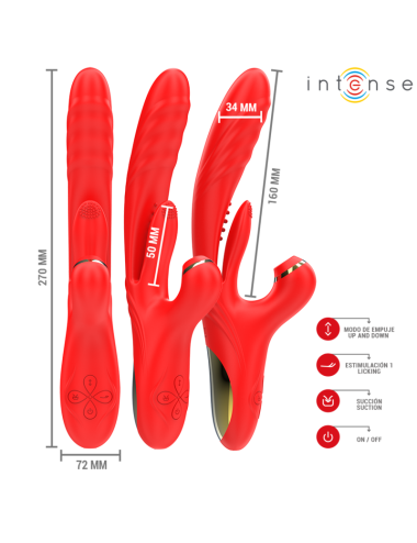 INTENSE - KAROL MULTIFUNCTION VIBRATOR THRUST & STIMULATION & SUCTION RED