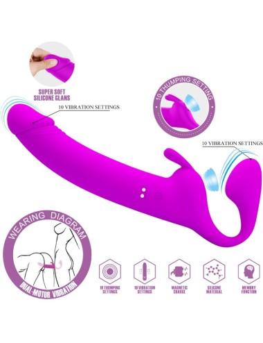 PRETTY LOVE - ZANINI STRAPLESS STRAP-ON 10 VIBRATIONS PURPLE