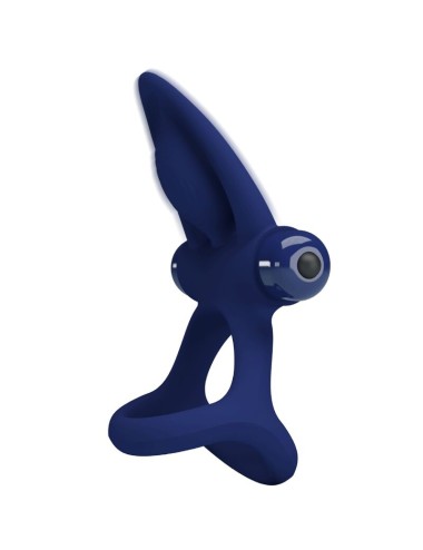 PRETTY LOVE - MAT DOUBLE RING WITH VIBRATION & STIMULATOR BLUE