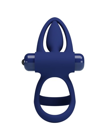 PRETTY LOVE - MAT DOUBLE RING WITH VIBRATION & STIMULATOR BLUE