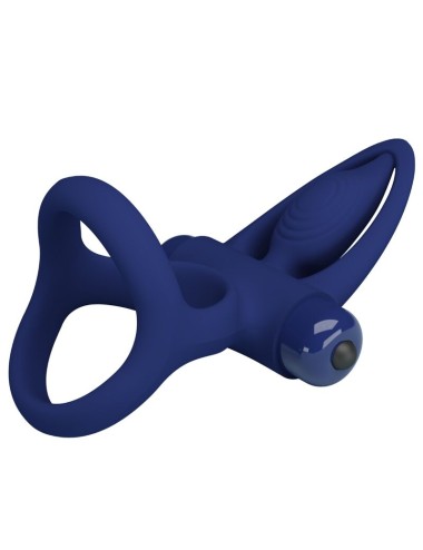 PRETTY LOVE - MAT DOUBLE RING WITH VIBRATION & STIMULATOR BLUE