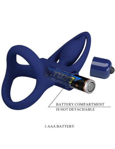 PRETTY LOVE - MAT DOUBLE RING WITH VIBRATION & STIMULATOR BLUE