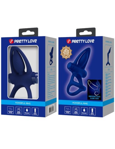 PRETTY LOVE - MAT DOUBLE RING WITH VIBRATION & STIMULATOR BLUE
