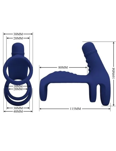 PRETTY LOVE - ELISH VIBRATING RING WITH EXTENSION BLUE