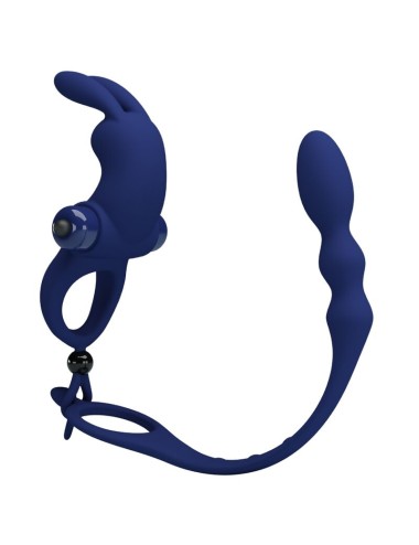 PRETTY LOVE - AYAD RABBIT VIBRATOR RING WITH PLUG BLUE