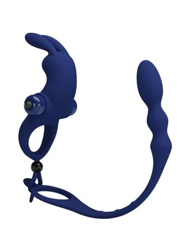 PRETTY LOVE - AYAD RABBIT VIBRATOR RING WITH PLUG BLUE