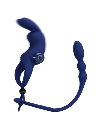 PRETTY LOVE - AYAD RABBIT VIBRATOR RING WITH PLUG BLUE