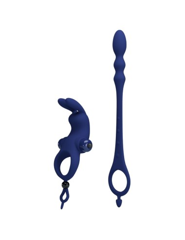 PRETTY LOVE - AYAD RABBIT VIBRATOR RING WITH PLUG BLUE