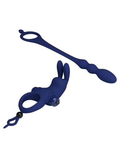 PRETTY LOVE - AYAD RABBIT VIBRATOR RING WITH PLUG BLUE