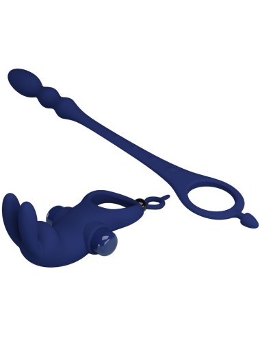 PRETTY LOVE - AYAD RABBIT VIBRATOR RING WITH PLUG BLUE
