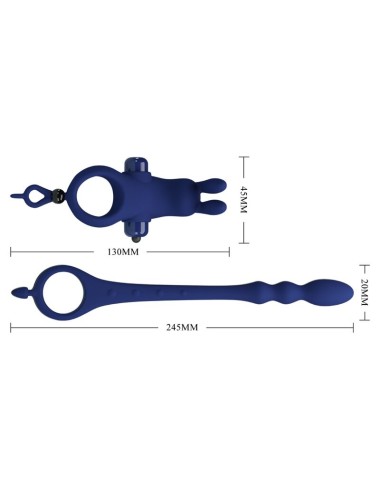 PRETTY LOVE - AYAD RABBIT VIBRATOR RING WITH PLUG BLUE