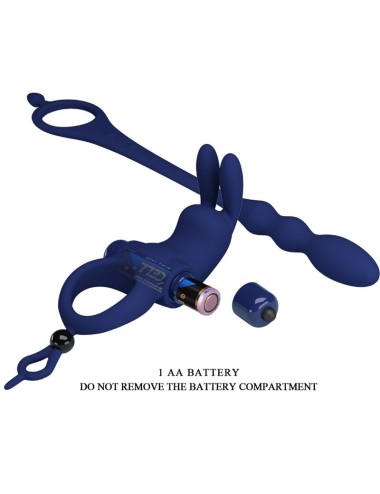 PRETTY LOVE - AYAD RABBIT VIBRATOR RING WITH PLUG BLUE
