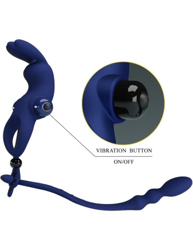 PRETTY LOVE - AYAD RABBIT VIBRATOR RING WITH PLUG BLUE