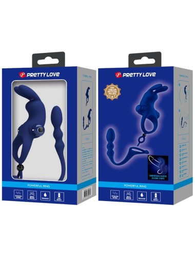PRETTY LOVE - AYAD RABBIT VIBRATOR RING WITH PLUG BLUE