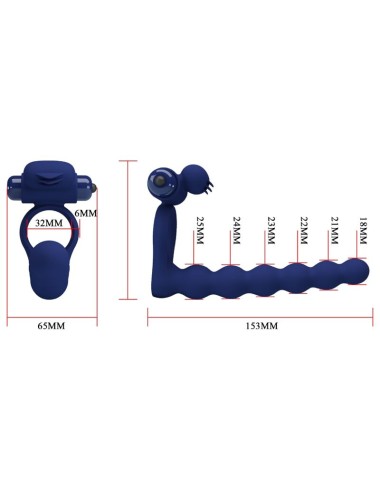 PRETTY LOVE - AJMAL VIBRATING RING WITH PLUG BLUE