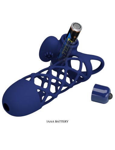 PRETTY LOVE - GIANN VIBRATOR RING WITH SILICONE SHEATH BLUE
