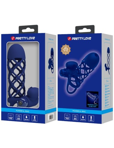 PRETTY LOVE - GIANN VIBRATOR RING WITH SILICONE SHEATH BLUE