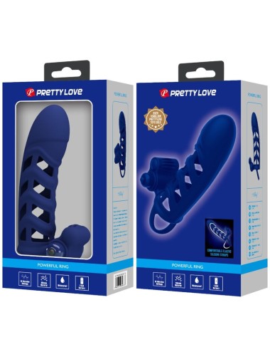 PRETTY LOVE - ALTAF VIBRATOR RING WITH SILICONE SHEATH BLUE